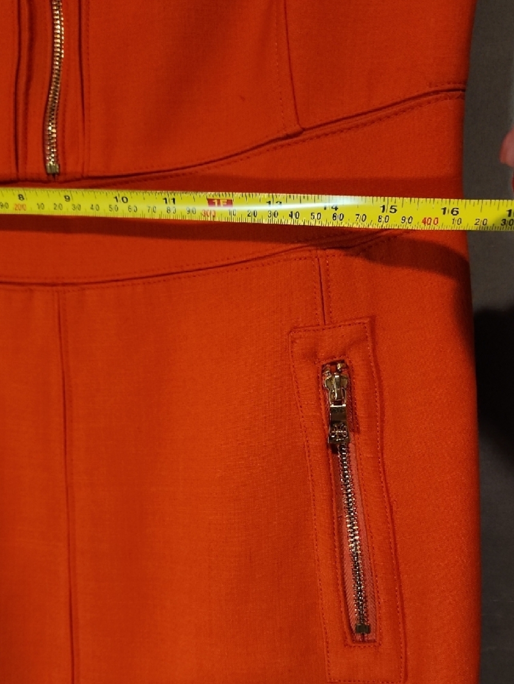 Tory Burch Orange Sleeveless Midi Sheath Dress with Gold Zippers - Picture 5 of 9